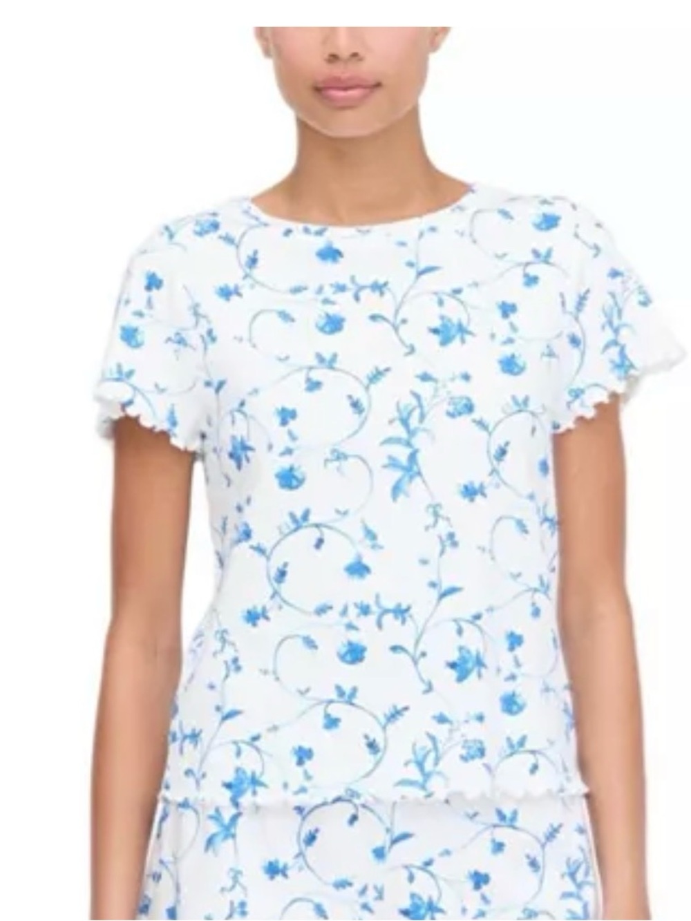 Hill House Home The Nina Pajama Pullover Top Women’s Size XS Blue Botanical